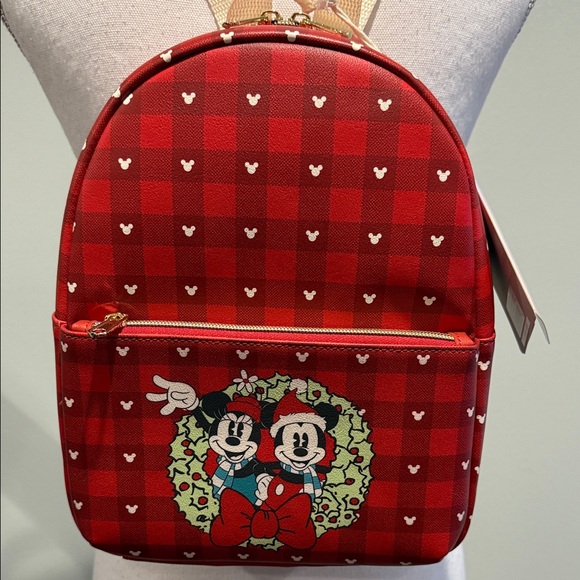 Disney Handbags - Disney 100 Red Checkered Backpack with Characters NWTS